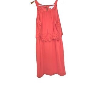 jessica simpson dress Sz 12 Coral Sleeveless With Loose Bodice Overlay